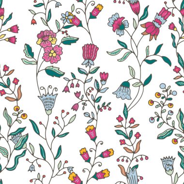 Beyaz arka planda narin çiçek dallarının izole edilmiş vektör çizimi. Dijital ve yazdırma tasarım projeleri için mükemmel.