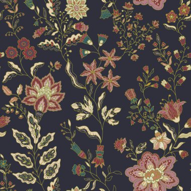 Kusursuz çiçek desenleri, karmaşık bağbozumu çiçekleri ve botanik elementleri. Kumaşlar, duvar kağıtları ve kırtasiye malzemeleri için vektör illüstrasyonu mükemmel.