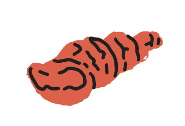 Beyaz arka planda izole edilmiş kalın çizgiler ve minimum tasarım içeren, vektör biçiminde yaratılmış, detaylı bir kırmızı deniz kabuğu çizimi. Eğitici ve dekoratif amaçlar için mükemmel.