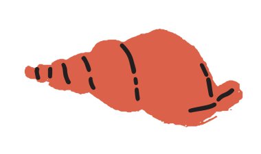 Minimum el çizimi, beyaz arka planda izole edilmiş turuncu kabuk vektör çizimi. Deniz ürünü projeler ve dekorasyon için harika..