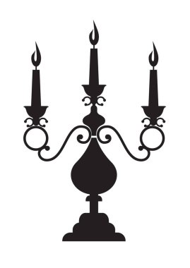 Dekoratif bir şamdan lambası silueti. Karmaşık detaylar ve klasik tarzla. Yaratıcı projeler, iç tasarım ve klasik dekor temaları için mükemmel..