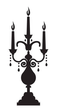 Dekoratif bir şamdan lambası silueti. Karmaşık detaylar ve klasik tarzla. Yaratıcı projeler, iç tasarım ve klasik dekor temaları için mükemmel..