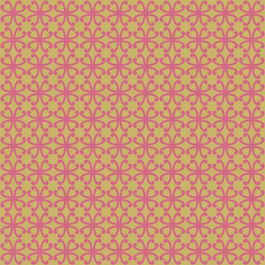 Pembe ve sarı tonlarda kıvrımlı soyut çiçek şekilleriyle kusursuz vektör deseni, tekstil, ambalaj ve kağıt ürünleri için eğlenceli ve dekoratif tarzı.