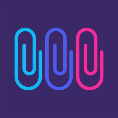 Renkli ataç tasarımı minimal düz stil, vektör illüstrasyonu koyu arkaplanda izole, okul veya ofis temalı projeler için mükemmel.