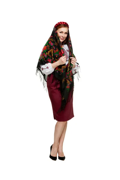 Прекрасна Українська Жінка Національному Костюмі Приваблива Українка Одягнена Традиційну Українську — стокове фото