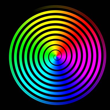 Siyah arkaplanda çok renkli spiral. Görüntü.