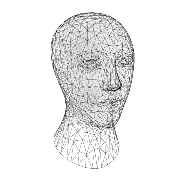 Three-dimensional human head isolated on white background. 3D illustration.