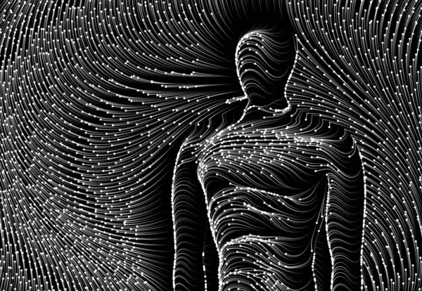 Artificial Intelligence on black background. Illustration.