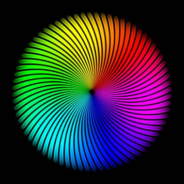 Siyah arkaplanda çok renkli radyal çizgiler. Görüntü.