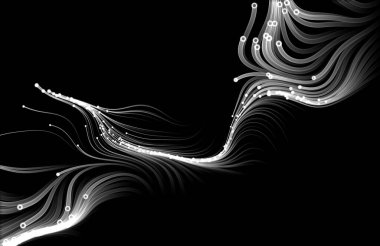 Siyah zemin üzerinde akan parçacıklar. Görüntü.