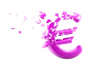 Çöken avro simgesi beyaz arka planda izole edildi. 3B Görüntü.