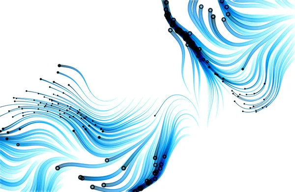 Blaue Fließende Partikel Auf Weißem Hintergrund Illustration — Stockfoto