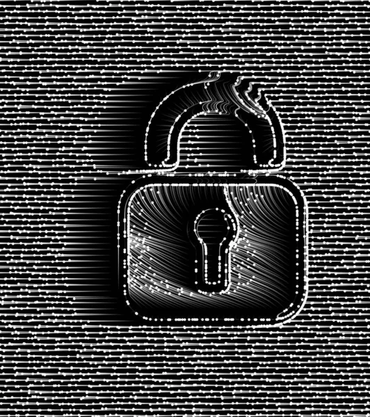 Lock icon isolated on abstract neural background. Illustration.