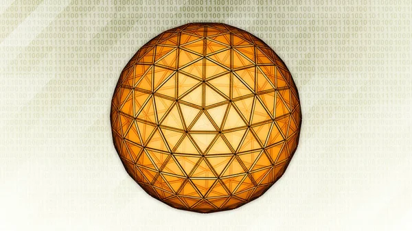 Three-dimensional sphere isolated on hi-tech binary background. 3D illustration.