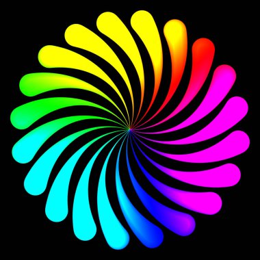 Siyah arkaplanda çok renkli spiral. Görüntü.
