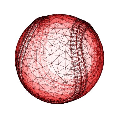 Beyaz arka planda 3 boyutlu kırmızı beysbol ağı var. 3B illüstrasyon.