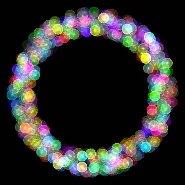 Round frame of multi-colored bubbles. Illustration.