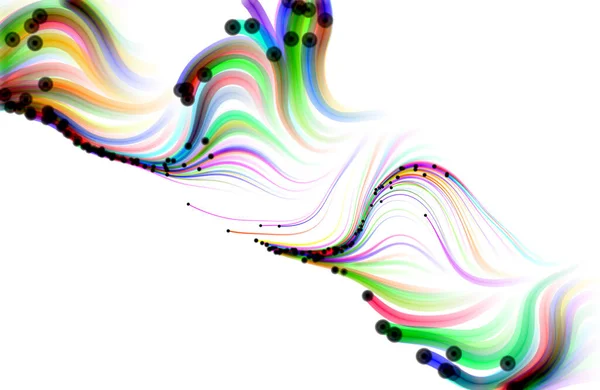 Bunte Fließende Partikel Auf Weißem Hintergrund Illustration — Stockfoto