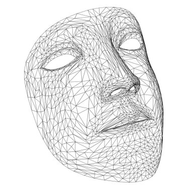 Soyut arkaplanda üç boyutlu bir maske var. 3B illüstrasyon.