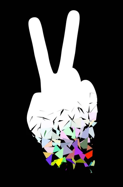 Разноцветная Рука Символом Победы Изолирована Черном Фоне Иллюстрация Лицензионные Стоковые Изображения