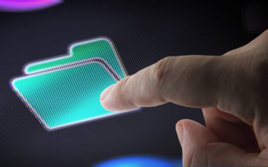 Ekrandaki dosya simgesi. 3B illüstrasyon.