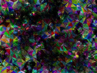 Üçgen ve yıldız şekilli çok renkli bir arkaplan. Görüntü.