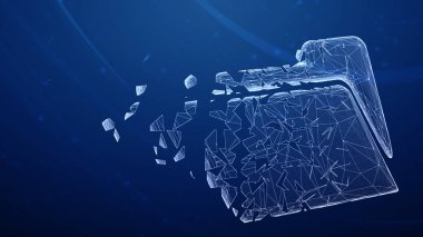 Mavi soyut arkaplanda üç boyutlu dosya simgesi izole edildi. 3B illüstrasyon.