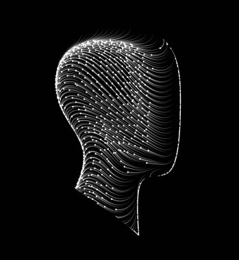 Siyah arka planda kafa şekli. Görüntü.