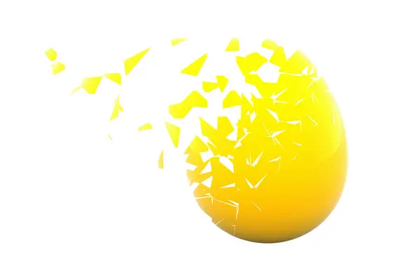 白い表面に割れた卵 3Dイラスト — ストック写真