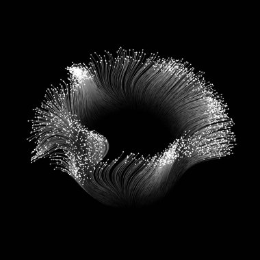 Beyaz zemin üzerinde akan parçacıklar. Görüntü.