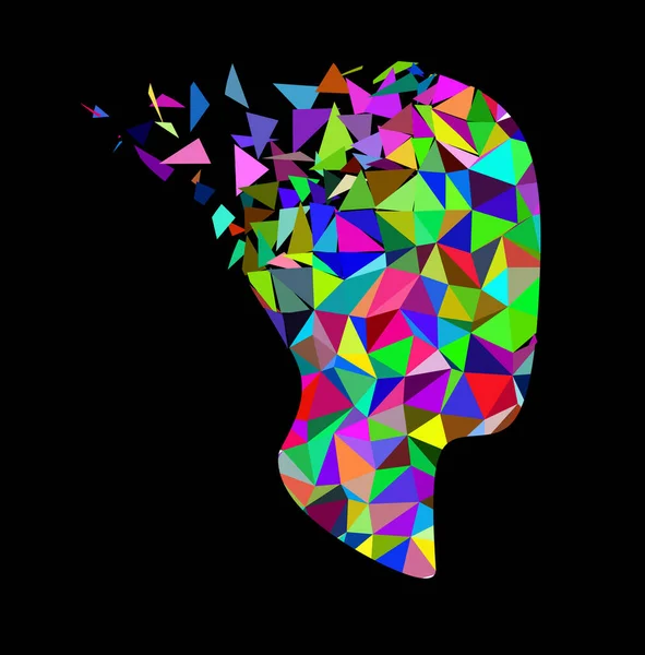 Multicolored profile of the head. Illustration.