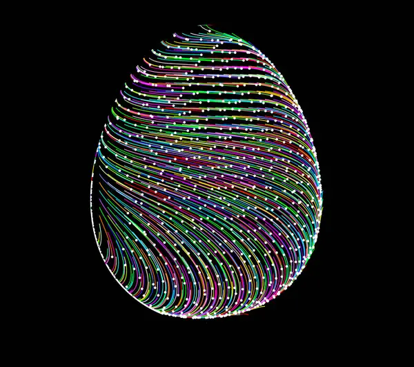 Multicolored egg isolated in black surface. Illustration.