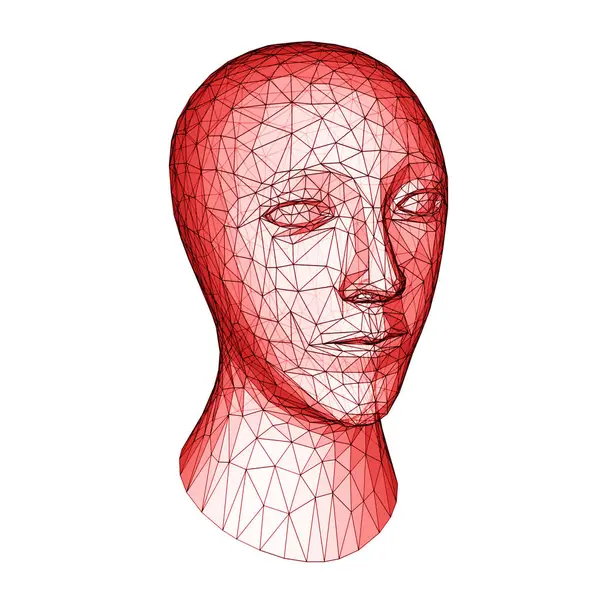 Three-dimensional human head isolated on white background. 3D illustration.