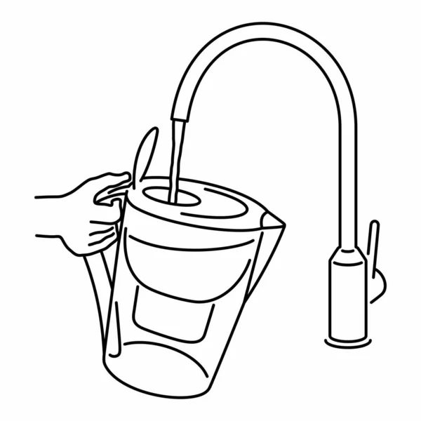 Kraanwater Stroomt Het Filter — Stockvector