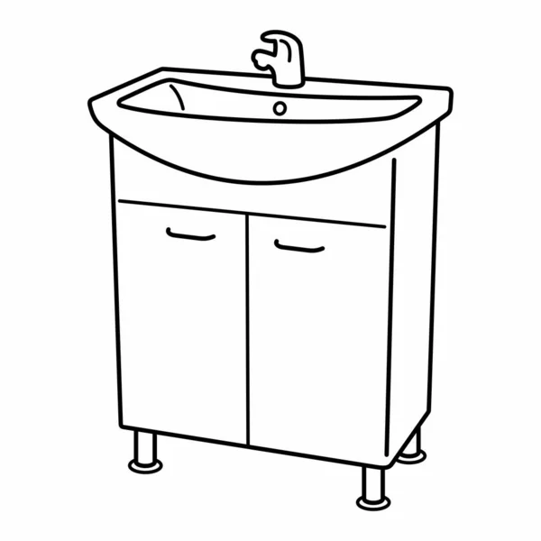 Bathroom Washbasin Cabinet Vanity Faucet — Stock Vector