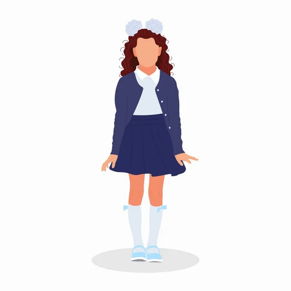 Elegant Girl Primary Schoolgirl Uniform — Stock Vector
