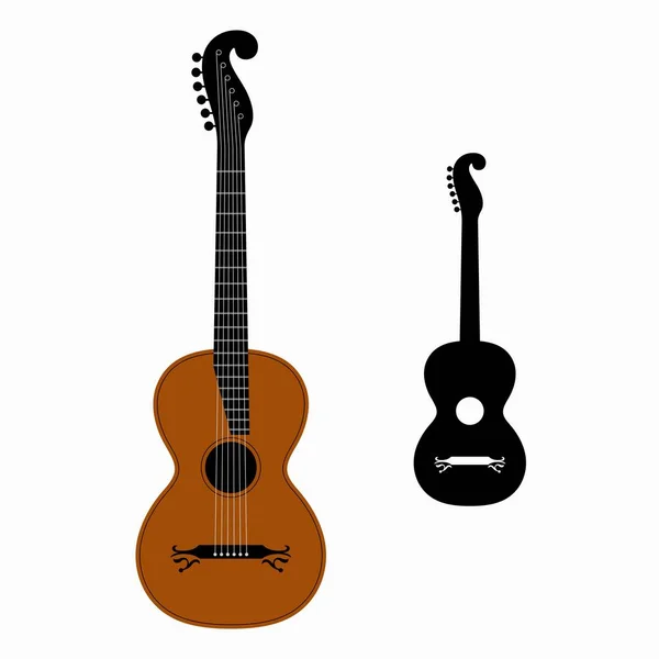 Viennese Guitar Fretted Musical Instrument Strings — Stock Vector