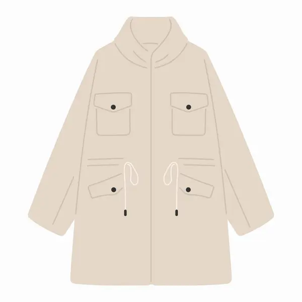 ポケット付き軽い色の冬のコート — ストックベクタ