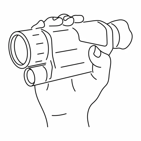 Hand Hält Eine Wärmebildkamera Mit Integriertem Entfernungsmesser — Stockvektor