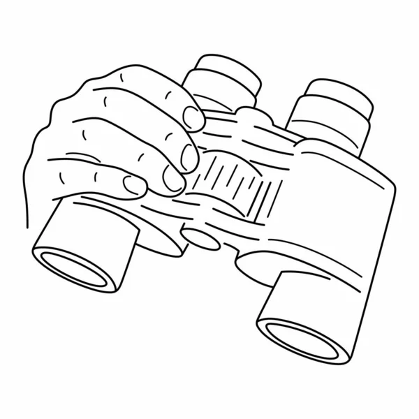 Hand Holding Binoculars Telescopic Equipment — Stock Vector