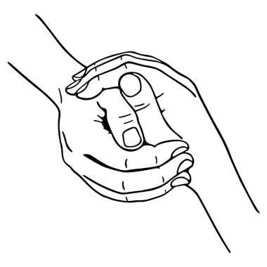 İki elini birbirine kenetliyor.