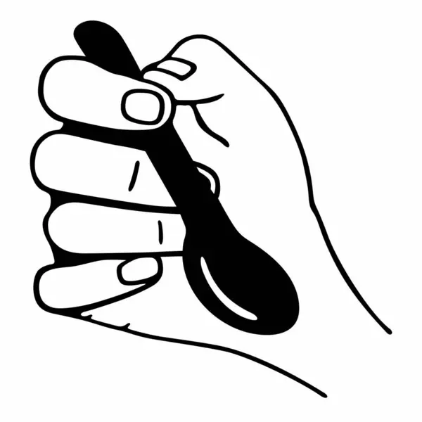Little Teaspoon Human Hand — Stock Vector