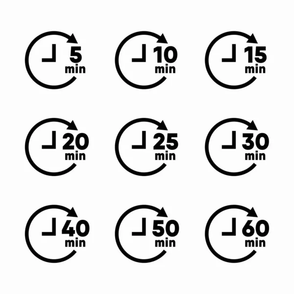 厨房计时器图标集 倒计时符号矢量插图1 60分钟 — 图库矢量图片