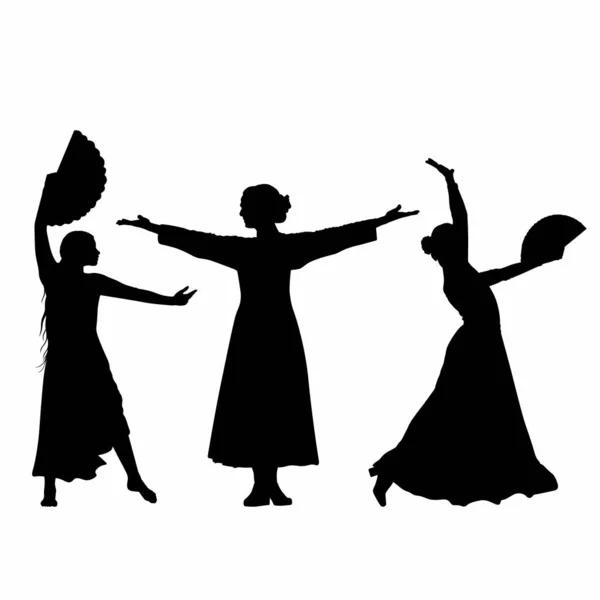 Jovens Mulheres Dançando Flamenco Com Fãs Ilustrações De Bancos De Imagens Sem Royalties