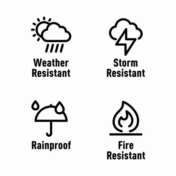 Метеоростойкий Устойчивый Штормам Дождливый Огнестойкий Информационные Знаки — стоковый вектор