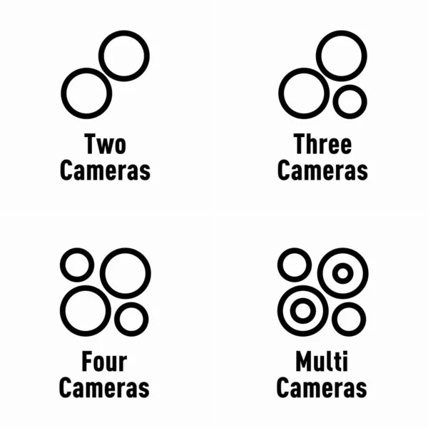Duas Câmeras Três Câmeras Quatro Câmeras Sinal Informações Multi Câmeras Vetores De Bancos De Imagens Sem Royalties