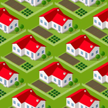 Pürüzsüz şehir binası Döşeme Şablonunu Tekrar Ediyor Yazdırma ve Tasarım Yaratıcı Tasarım için Isometric Illustration