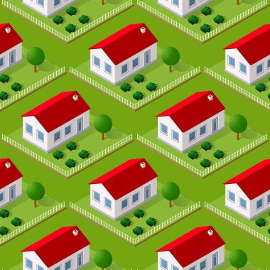 Pürüzsüz şehir binası Döşeme Şablonunu Tekrar Ediyor Yazdırma ve Tasarım Yaratıcı Tasarım için Isometric Illustration