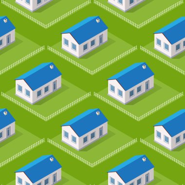 Pürüzsüz şehir binası Döşeme Şablonunu Tekrar Ediyor Yazdırma ve Tasarım Yaratıcı Tasarım için Isometric Illustration