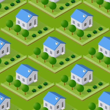 Pürüzsüz şehir binası Döşeme Şablonunu Tekrar Ediyor Yazdırma ve Tasarım Yaratıcı Tasarım için Isometric Illustration